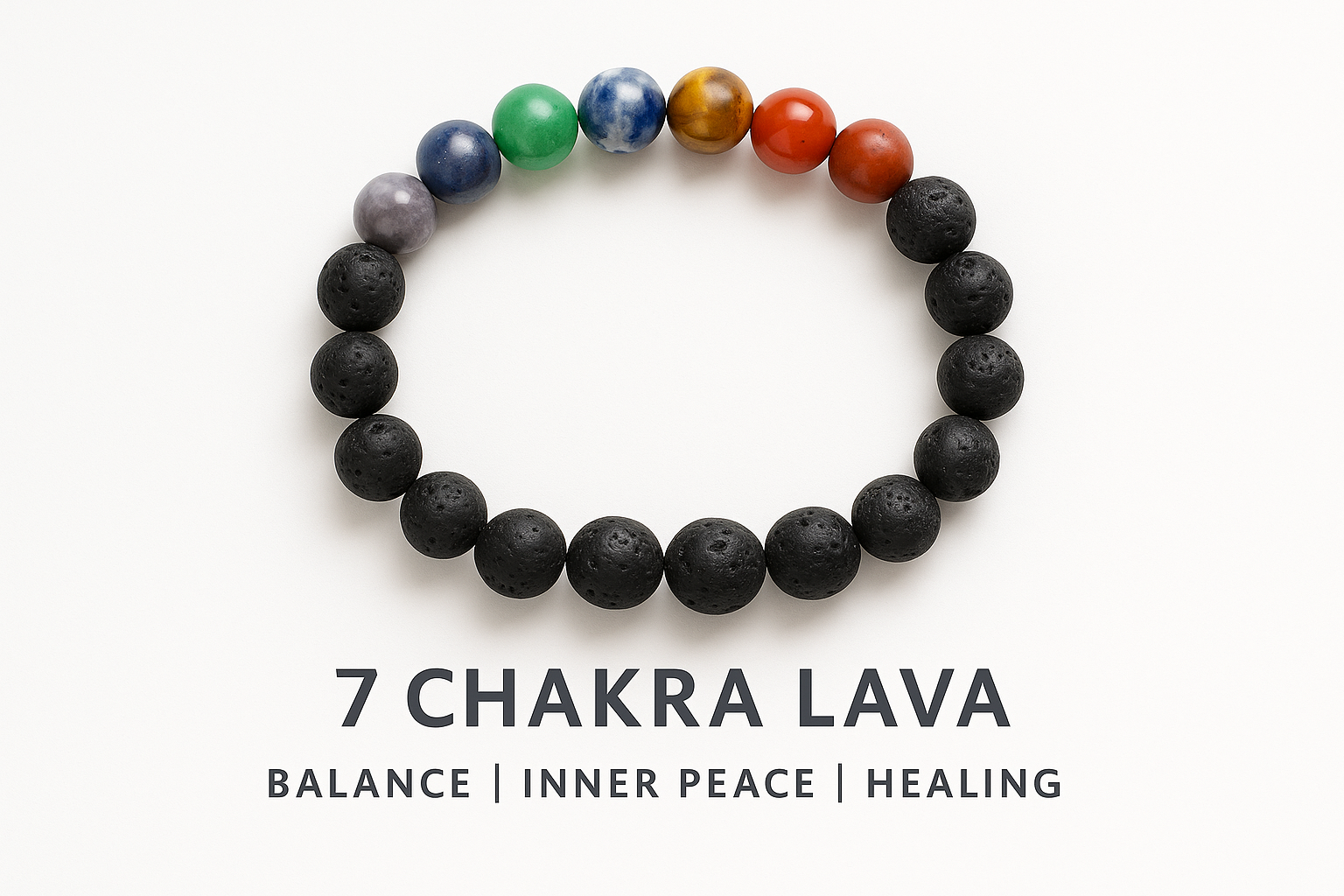 Lava 7 Chakra Bracelet - Different Angle